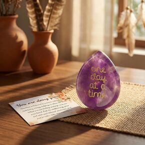 QINJIEJIE One Day at A Time Black Obsidian Healing Crystals, Worry Stones for Anxiety Relief Items You Got This Inspirational Encouragement Gifts for Best Friends Thinking of You Gifts for Women Men in Saudi Arabia