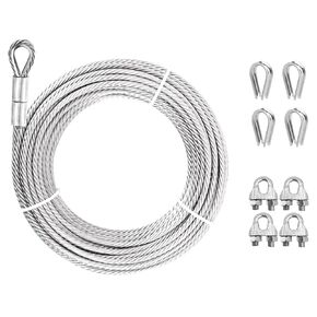 1/2" Steel Cable, Sunwuk 30Ft 7x19 Strand Aircraft Cable with Loops, 23000 Lbs Breaking Strength, Heavy Duty Wire Rope with Clamps and Thimbles for Zipline, Industrial, Towing, Winch Cable in Saudi Arabia