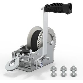 Boat Trailer Winch for Trailers, 3500 LB Heavy Duty Hand Manual Winch with 32FT Strap & Hook, Boat Accessories for Boat and Jet Ski Trailer in Kuwait