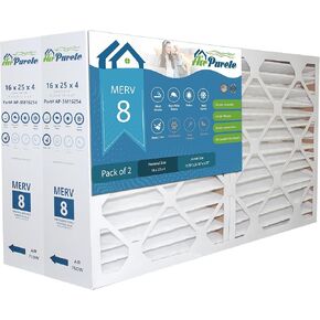 فلتر هواء AirPurete 16x25x4 MERV 8، عبوة من قطعتين، الحجم الفعلي (15.50 × 24.50 × 3.75)، فلتر فرن HVAC مطوي، يناسب أجهزة Lennox وCarrier وBryant وPayne وHoneywell in Kuwait