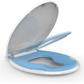 Slow Close Elongated Toilet Seat - Soft Quiet Closing Lid, Toilet Seat Replacement Easy Clean & Quick Install Design, Stain-Resistant PP Material, Universal Fit for Most Elongated Toilets, White in Saudi Arabia