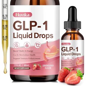 مكمل GLP-1، مكمل GLP-1 لدعم القطرات السائلة مع البربارين والكروم وقرفة سيلان والشاي الأخضر ومستخلص زهرة الجنجل، مكمل GLP-1 لصحة الأمعاء والتمثيل الغذائي، نباتي، نكهة الفراولة، 2 أونصة سائلة in Kuwait