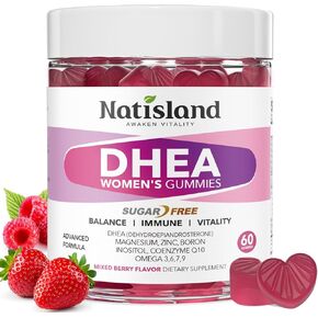 مكمل DHEA للنساء، DHEA 50 مجم مع أوميغا 3، مزيج المغنيسيوم ومضادات الأكسدة، يدعم توازن الهرمونات، الشيخوخة الصحية، المناعة والطاقة، DHEA 25 مجم لكل علكة، غير معدل وراثيًا، خالي من السكر، 60 قيراط in Kuwait