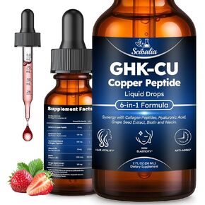 GHK-CU الببتيدات مكمل قطرة عن طريق الفم، برو 6 في 1 GHK CU الببتيدات النحاسية مع الكولاجين البحري المتحلل وحمض الهيالورونيك والبيوتين ومستخلص بذور العنب لنمو الشعر ومرونة الجلد ومكافحة الشيخوخة للنساء والرجال in Kuwait