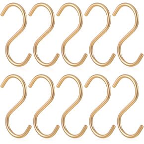 Gold S Hooks for Hanging, 10 Pieces Aluminum S Hooks Heavy Duty Curtain Shower Ornament Hook Large S-Shaped Jean Hook for Closet Plants Clothes Jeans Living Room Outdoors Hanging in Kuwait