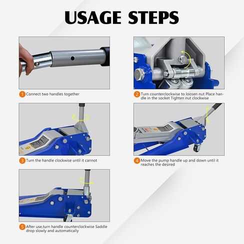 Floor Jack 5Ton/11000lbs.Dual Piston Fast Lifting Pump.Ultra Low Profile Floor Jack,Lifting Range 3.54"-21.65" .Heavy Duty Hydraulic Racing Car Jack for MVPs,SUVs and Trucks.Trolley Jack in Saudi Arabia