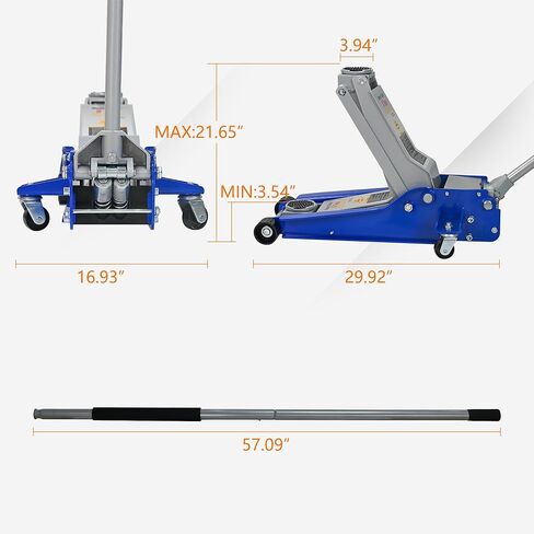Floor Jack 5Ton/11000lbs.Dual Piston Fast Lifting Pump.Ultra Low Profile Floor Jack,Lifting Range 3.54"-21.65" .Heavy Duty Hydraulic Racing Car Jack for MVPs,SUVs and Trucks.Trolley Jack in Saudi Arabia