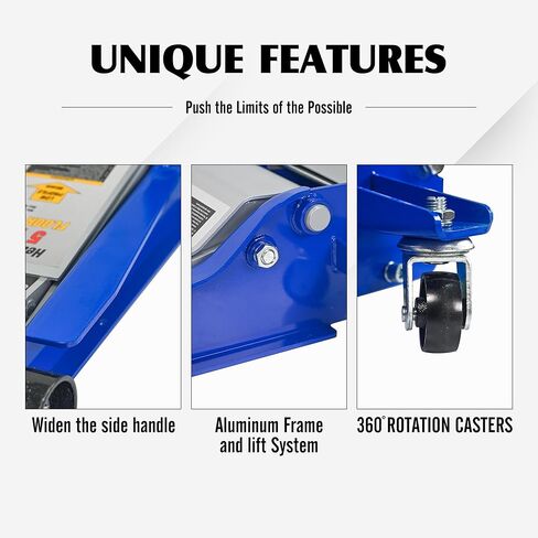 Floor Jack 5Ton/11000lbs.Dual Piston Fast Lifting Pump.Ultra Low Profile Floor Jack,Lifting Range 3.54"-21.65" .Heavy Duty Hydraulic Racing Car Jack for MVPs,SUVs and Trucks.Trolley Jack in Saudi Arabia