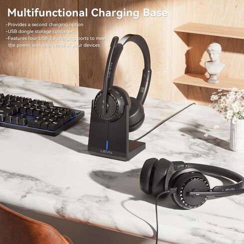 LEVN Headset with Mic, USB Headset with Microphone for PC, Headset with Microphone for Pc with Noise Canceling Microphone for Laptop, USB Headset for Work from Home/Call Center/Open Office in Saudi Arabia