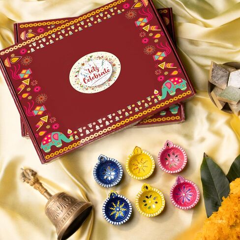 (Pack of 24) Clay Diyas with Cotton Wicks, Diwali Decorations for Home, Mitti Diyas for Pooja, Indian Pooja Decor for Mandir, Diwali Gifts, Earthen Lamp for Navratri Dussehra, Party Favor in Saudi Arabia