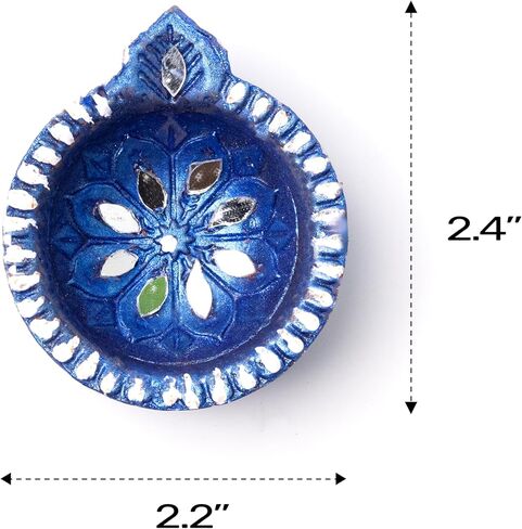 (Pack of 24) Clay Diyas with Cotton Wicks, Diwali Decorations for Home, Mitti Diyas for Pooja, Indian Pooja Decor for Mandir, Diwali Gifts, Earthen Lamp for Navratri Dussehra, Party Favor in Saudi Arabia