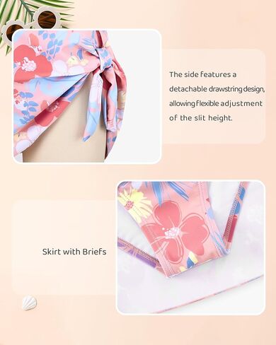 Teen Girls Two Piece Swimsuit with Skirt Bathing Suits Size 14-16 Girl Swimming Skirt Floral Tankini Size 16 Pink in Saudi Arabia