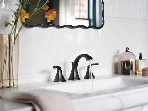 Moen Voss Matte Black Two-Handle Widespread Bathroom Faucet Trim Kit, Valve Included, TV6905BL in Saudi Arabia