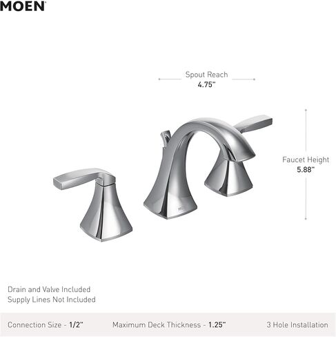 Moen Voss Matte Black Two-Handle Widespread Bathroom Faucet Trim Kit, Valve Included, TV6905BL in Saudi Arabia