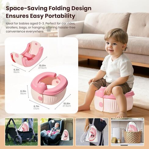 Travel Potty for Toddlers, Portable Travel Foldable Training Toilet Potty for Kids Boys Girls Emergency Toilets for Outdoor Car Camping with Storage Bag in Saudi Arabia