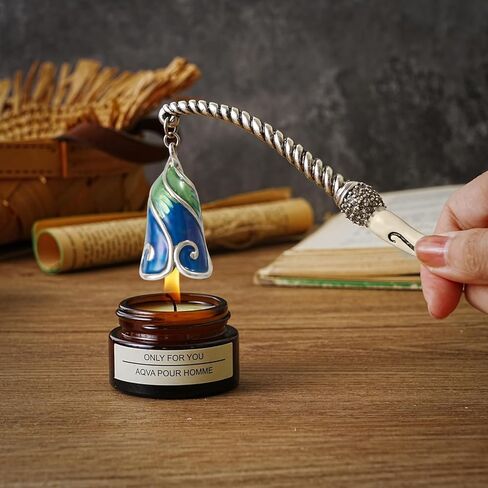 Candle Snuffer Extinguisher with Diamond Decoration Long Handle, Alloy Wick Flame Candle Put Out Tool Safely, Gift for Candle Lovers (Blue Purple) in Saudi Arabia