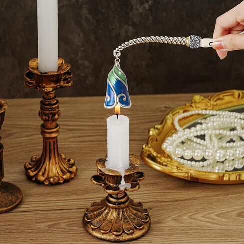 Candle Snuffer Extinguisher with Diamond Decoration Long Handle, Alloy Wick Flame Candle Put Out Tool Safely, Gift for Candle Lovers (Blue Purple) in Saudi Arabia