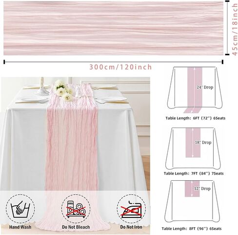 4 Pack 18x120 Inch Dusty Pink Cheesecloth Table Runner 10FT Long Cheese Cloth Boho Rustic Gauze Table Runner for Wedding Baby Shower Birthday Party Home Decor in Saudi Arabia