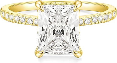 TIGRADE 4CT Engagement Ring for Women Radiant Cut Cubic Zirconia Wedding Band CZ Promise Anniversary Ring Size 3-13 in Saudi Arabia