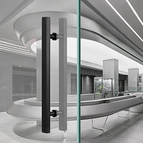 Glass Door Pull Handle for Commercial Office Entry Doors, Silver Rectangular Push Pull Barn Door Handle, Sizes 47 1/4" (120cm) and 35 1/2" (90cm) in Saudi Arabia