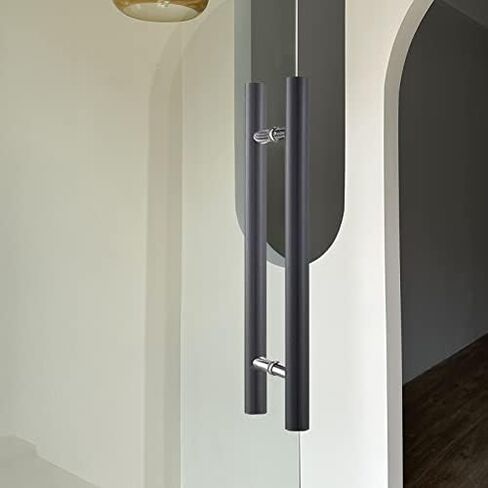 Modern Black Wooden Barn Door Handle 80cm Double Sided Round Office Shop Entrance Glass Door Push Bar in Saudi Arabia