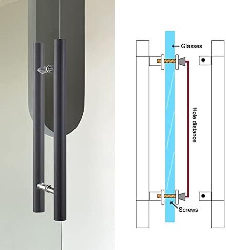 Modern Black Wooden Barn Door Handle 80cm Double Sided Round Office Shop Entrance Glass Door Push Bar in Saudi Arabia