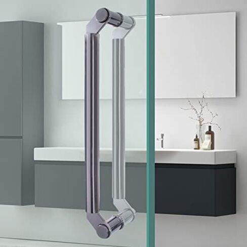 Stainless Steel Round Glass Door Handles, Double Sided Pull Handles for Entry Doors, Commercial Push Pull Bar for Barn Doors, Shower Doors (Dark Gray, 120cm) in Saudi Arabia