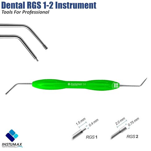مقياس أبعاد عمق الأسنان من INSTUMAX® RGS 1-2/3-4 لترميمها - أداة إعداد التاج من الفولاذ المقاوم للصدأ لأطباء الأسنان والطلاب - مقبض سيليكون (أخضر/أرجواني) in Saudi Arabia