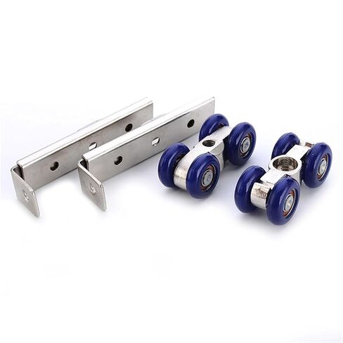 Light Sliding Door Roller 4 Wheels Home Room Wood Hanging Rail Track Pulley Bear 30KG 1Pcs in Kuwait