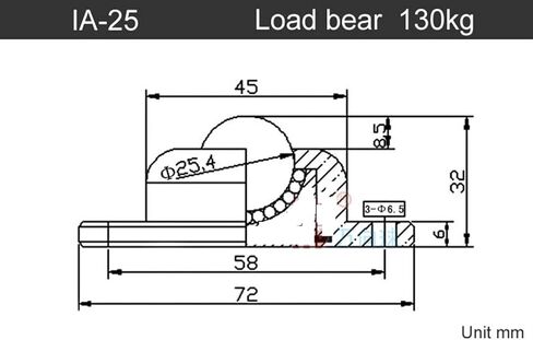 High Load IA Heavy Universal Ball/Wheel/casters Easy to Install Universal Bearing 360 Degrees Free Rotation 1Pcs(IA 25) in Saudi Arabia