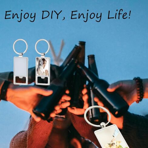 30 حزمة فتاحة الزجاجات التسامي الفراغات المعدنية شخصية صور سلاسل المفاتيح حلقات المفاتيح DIY بها بنفسك صورة مستطيل الفضة in Kuwait