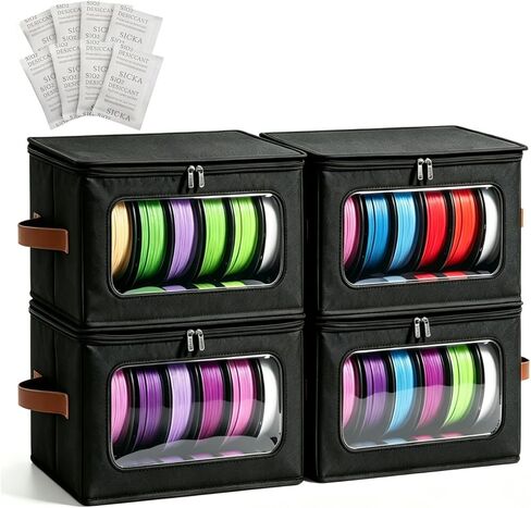 Filament Storage Box-4 Pack Waterproof 3D Printer Filament Dry Box with Desiccants, Holds Up to 24 Rolls, Transparent View & Zipper Design, No Assembly Needed for Home, Office, Workshop (4 Pack) in Saudi Arabia