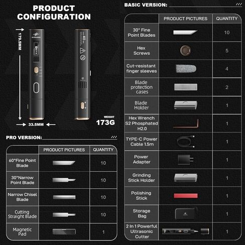 40KHz Ultrasonic Cutter Knife Pro, Handheld Craft Cutting Tool for 3D Prints,PVC,Leather,Plastic,Resin | Includes 50 Replacement Blades & Display Case | Multifunctional Sonic Knife for DIY,Modeling in Saudi Arabia