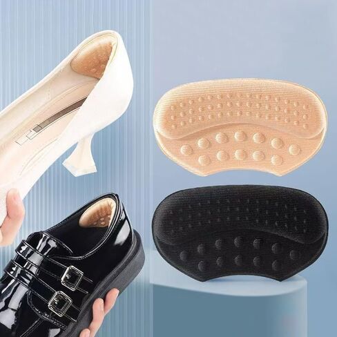4 Pack Self-Adhesive Heel Cushions - Beige, Black & Brown Anti-Slip Blister Inserts, Hypoallergenic Polyester Pads for Shoes, Comfort & Protection in Saudi Arabia