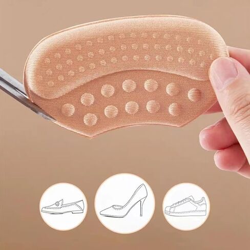 4 Pack Self-Adhesive Heel Cushions - Beige, Black & Brown Anti-Slip Blister Inserts, Hypoallergenic Polyester Pads for Shoes, Comfort & Protection in Saudi Arabia