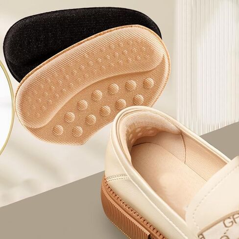 4 Pack Self-Adhesive Heel Cushions - Beige, Black & Brown Anti-Slip Blister Inserts, Hypoallergenic Polyester Pads for Shoes, Comfort & Protection in Saudi Arabia