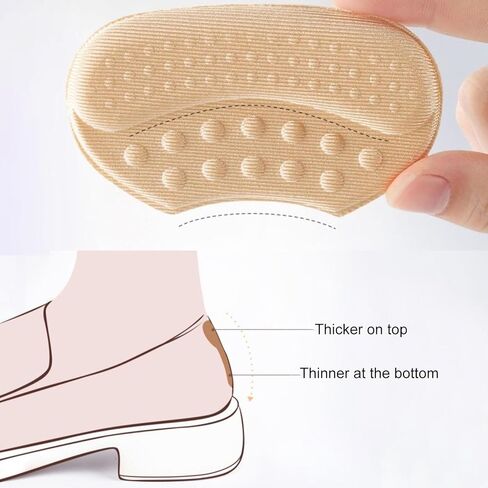 4 Pack Self-Adhesive Heel Cushions - Beige, Black & Brown Anti-Slip Blister Inserts, Hypoallergenic Polyester Pads for Shoes, Comfort & Protection in Saudi Arabia
