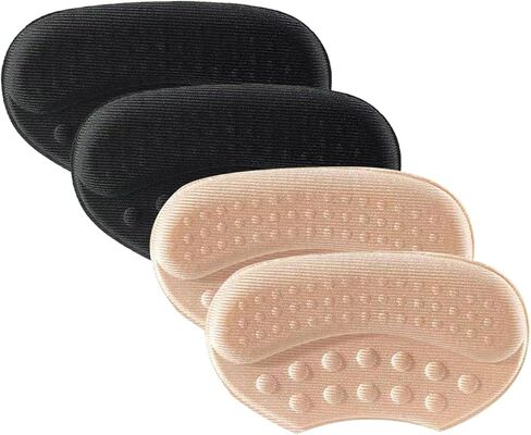 4 Pack Self-Adhesive Heel Cushions - Beige, Black & Brown Anti-Slip Blister Inserts, Hypoallergenic Polyester Pads for Shoes, Comfort & Protection in Saudi Arabia