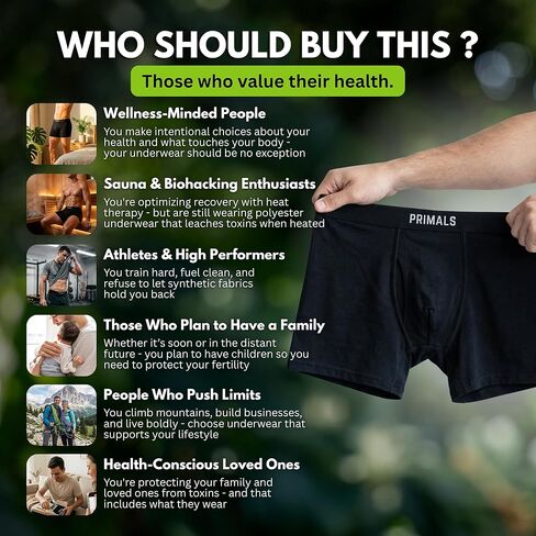 PRIMALS 100% Merino Wool Boxer Briefs - Natural Rubber Waistband - Elite Performance - Black (1 Count) in Saudi Arabia