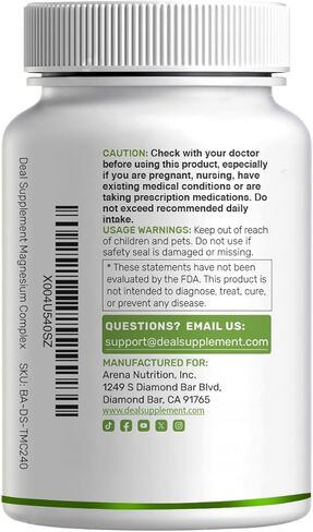 Magnesium Complex 1,000mg, 240 Capsules – Triple Magnesium Complex with Magnesium Glycinate, Citrate, Oxide – Mineral Supplements with Max Strength Elemental Forms + 100% Chelated & Purified in Saudi Arabia
