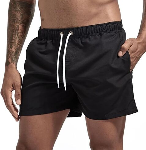 Men's Swim Trunks Quick Dry Mesh Lining Drawstring Beach Shorts Pockets in Saudi Arabia