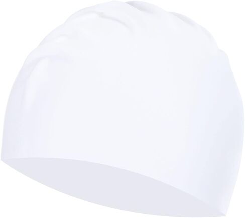 Silicone Swim Cap, Waterproof Swimming Hat Non-Slip Adult Swimming Caps for Women and Men Swim Training Racing, White in Saudi Arabia