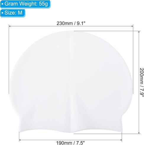 Silicone Swim Cap, Waterproof Swimming Hat Non-Slip Adult Swimming Caps for Women and Men Swim Training Racing, White in Saudi Arabia