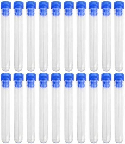 20Pcs Clear Plastic Test Tubes with Red Push Caps, 12x75mm Sample Storage Tube Plastic Tubes with Lids for Laboratory Jewelry Beads Powder Spice Liquid Candy Storage in Saudi Arabia