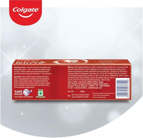 Colgate Visible White Dazzling White Toothpaste (1 Shade Whiter In 1 Week) with Sparkling Mint 100g - 1 Pack Buy Original Colgate Products Only E-Retails in Saudi Arabia