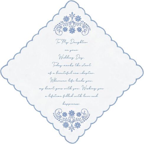 LADY&HOME Something Blue Embroidered Wedding Handkerchief, Mom, Dad, Daughter, New Mom, New Dad in Saudi Arabia