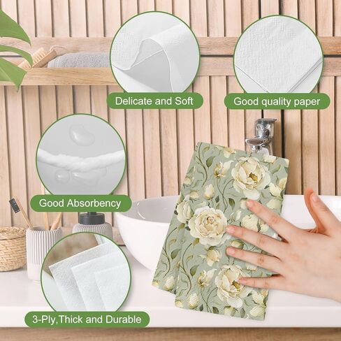 24 Pack Assorted Vintage Guest Napkins Disposable Napkin Retro Floral Mushroom Botanical Animal Dinner Paper Napkins for Wedding Birthday Party Supplies, 12 Styles in Saudi Arabia