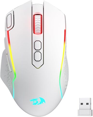ماوس الألعاب اللاسلكي Redragon M810 Pro، ماوس ألعاب سلكي/لاسلكي 10000 نقطة في البوصة مع مفتاح إطلاق سريع، 8 أزرار ماكرو، سعة طاقة متينة تصل إلى 45 ساعة وإضاءة خلفية RGB للكمبيوتر الشخصي/Mac/الكمبيوتر المحمول in Kuwait