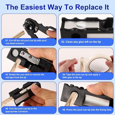 10-in-1 Billiard Pool Cue Tip Shaper, Pool Cue Tip Repair Tool Kit Include Trimmer Scissors Replacement Blades Tape Instruction Manual L-Shaped Hexagonal Wrenches in Saudi Arabia