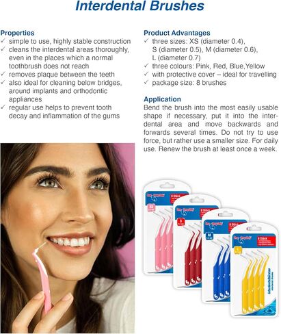 One Drop Only Interdental Brushes Set – 4 Sizes (XS, S, M, L) – 32 Brushes Total (4 x 8 pcs) – Flexible Dental Cleaning Brushes – Daily Oral Care – German Oral Care Brand in Saudi Arabia